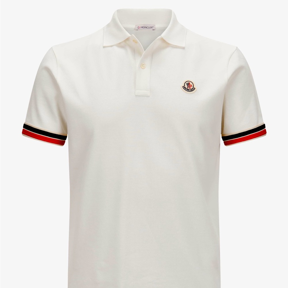 Moncler White Polo Shirt Classic Cotton Short Sleeve